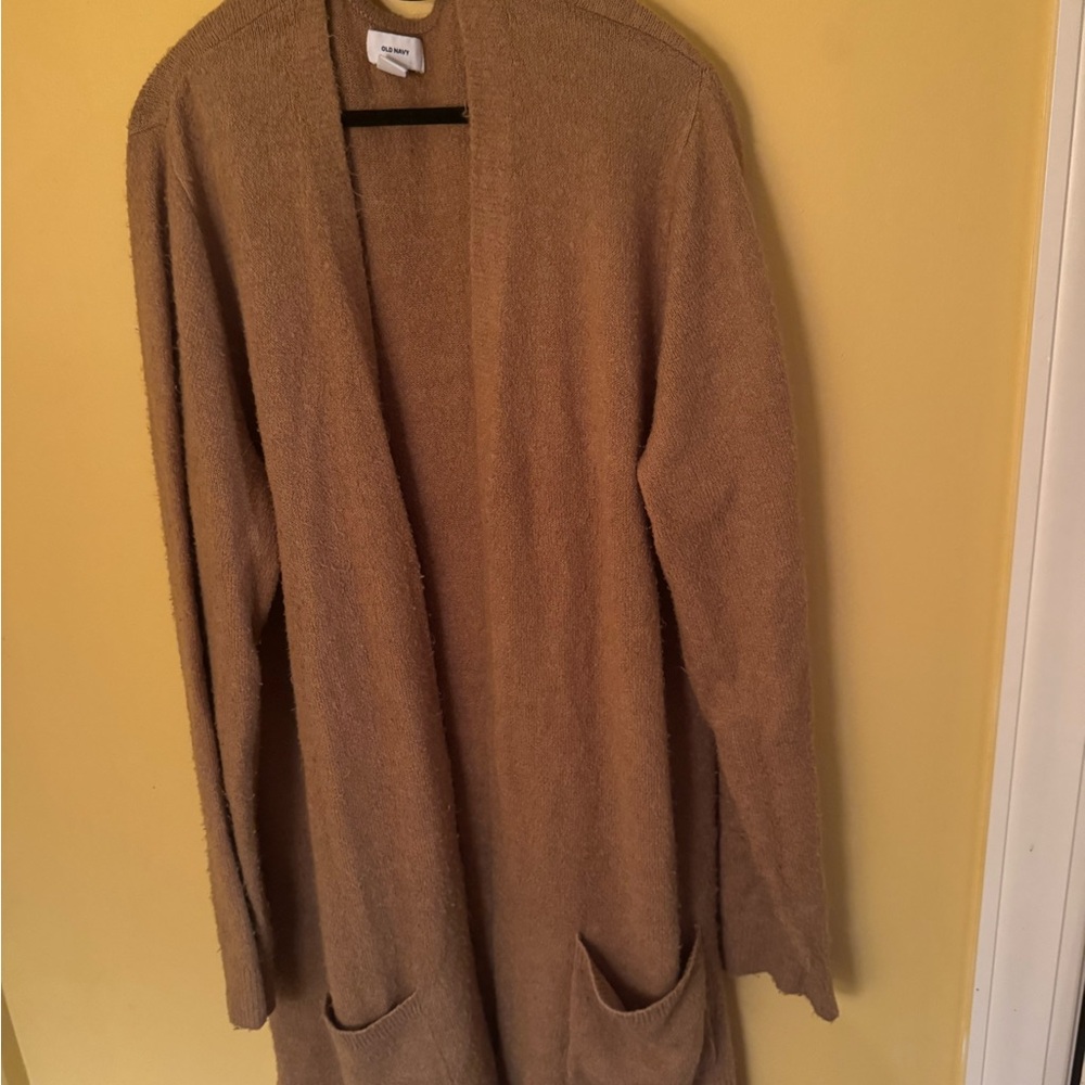 Cozy Tan Open-Front Sweater
